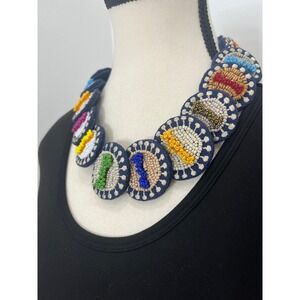 Unbranded Beaded Statement Necklace Womens OS Multicolor Good Boho Bib Collar